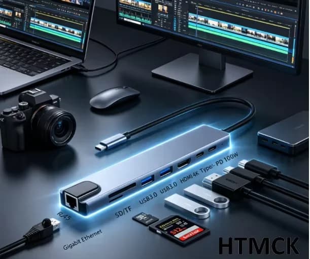 מפצל USB-C עם HDMI ורשת, תמונה 3 מתוך 4