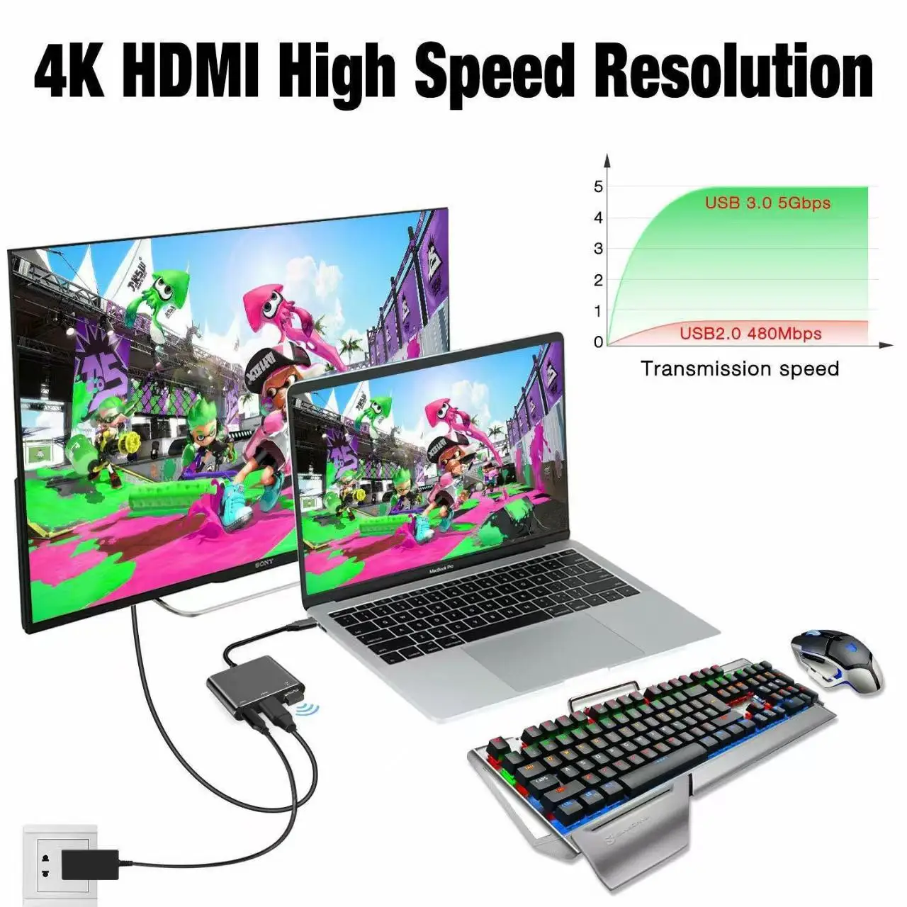מפצל USB-C שלוש באחת עם HDMI, תמונה 3 מתוך 6
