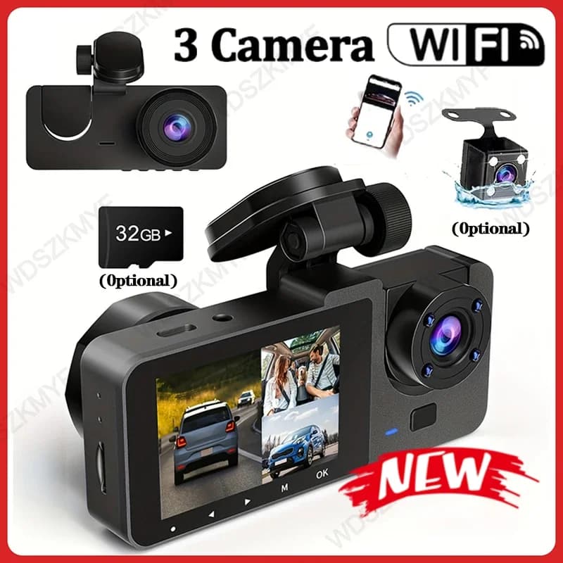 מצלמת רכב משולשת עם Wi-Fi, תמונה 1 מתוך 6