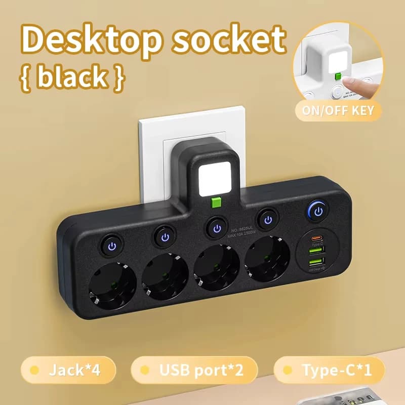 מפצל חשמל עם שקעי USB, תמונה 2 מתוך 6