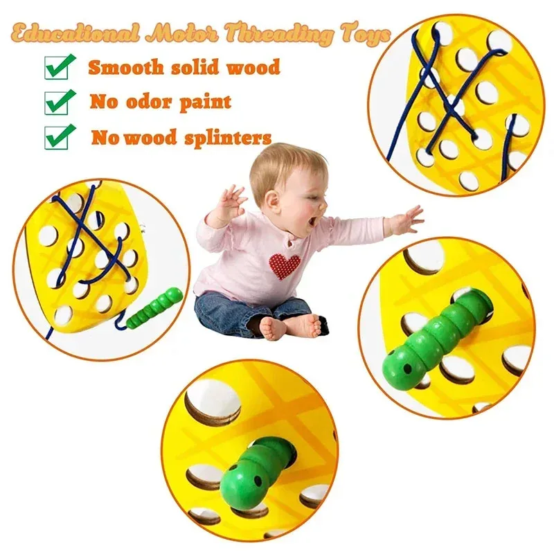 משחק השחלה מעץ בצורת פירות, תמונה 2 מתוך 6