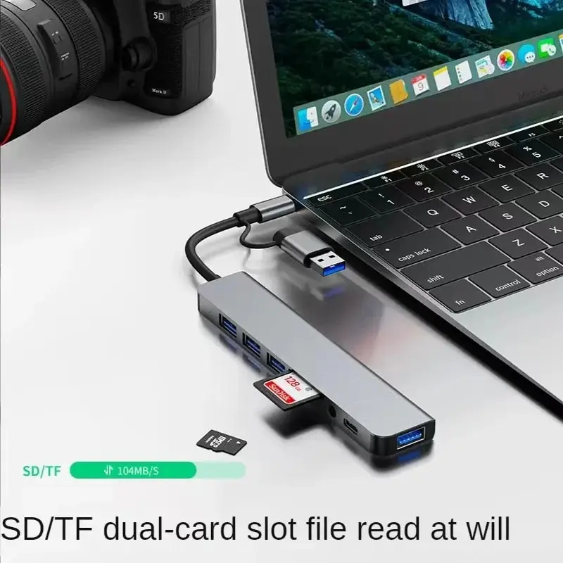 מפצל USB-C עם קורא כרטיסים, תמונה 2 מתוך 6