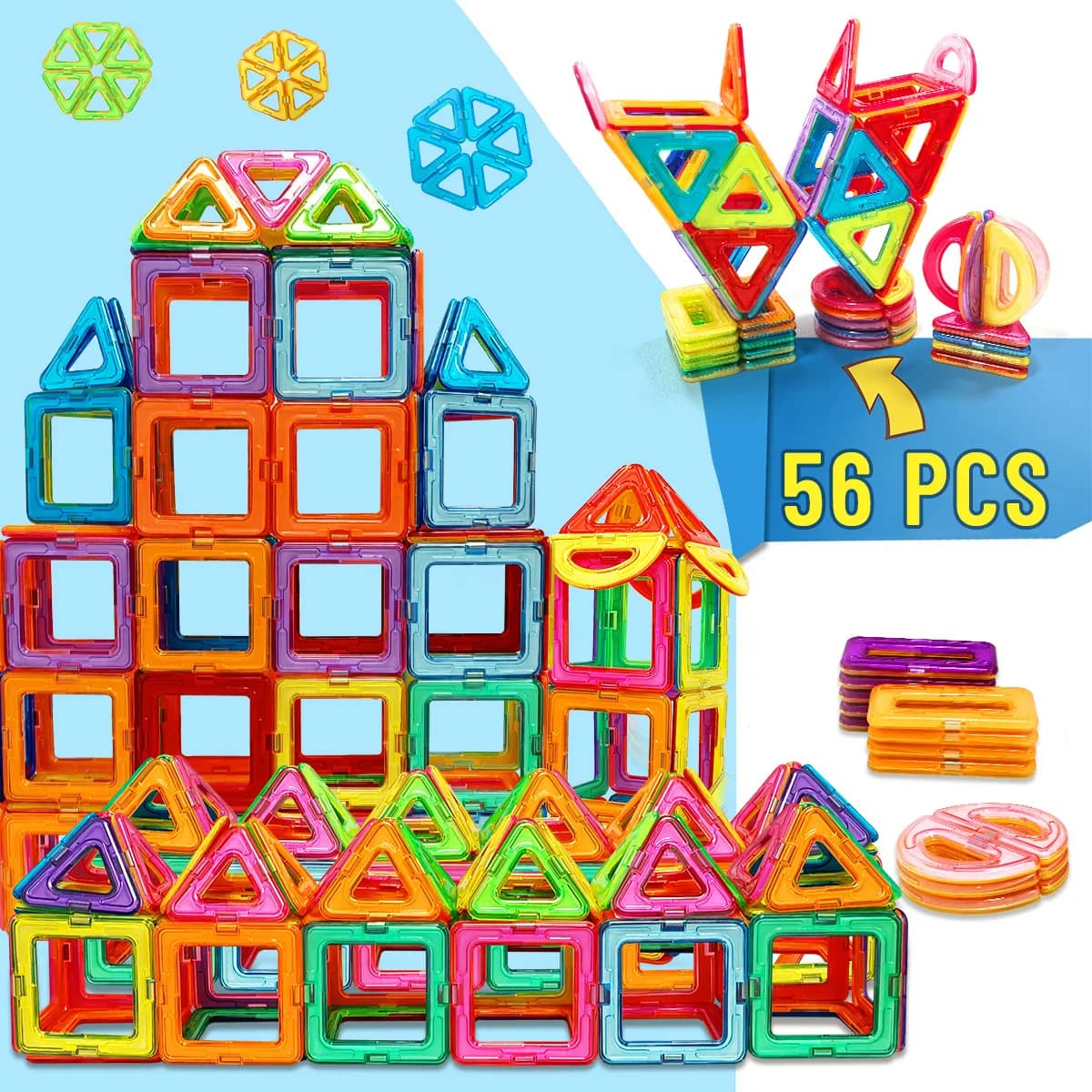קוביות בנייה מגנטיות לילדים, תמונה 2 מתוך 6