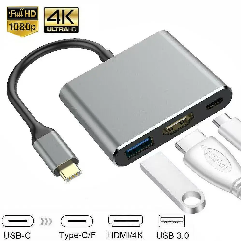 מפצל USB-C שלוש באחת עם HDMI, תמונה 2 מתוך 6