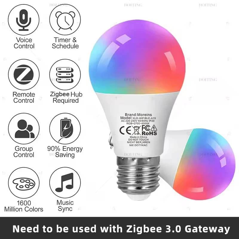 נורה חכמה צבעונית Zigbee, תמונה 3 מתוך 6