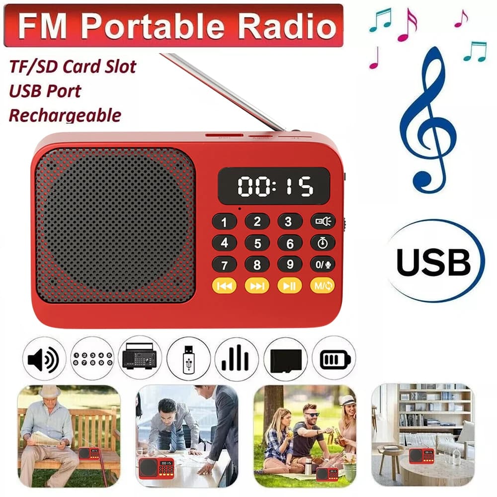 רדיו FM נייד עם פנס, תמונה 1 מתוך 6