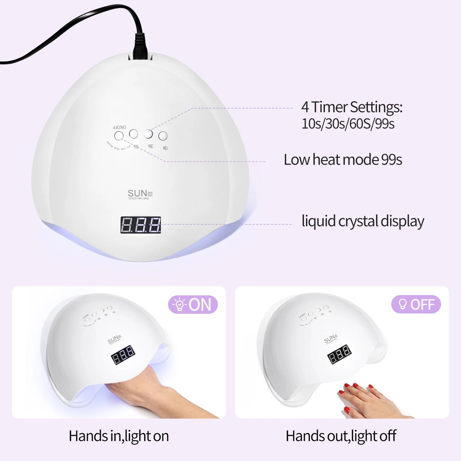מנורת UV LED חזקה לציפורניים, תמונה 2 מתוך 6