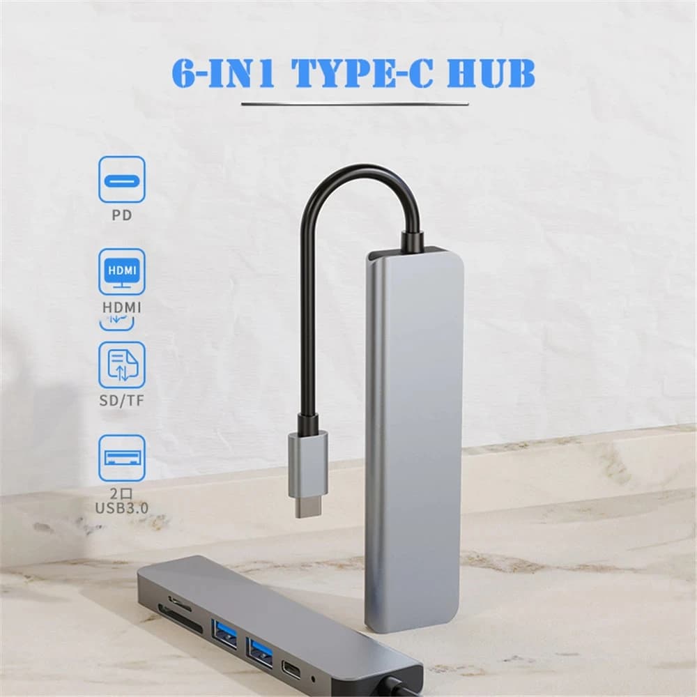 מפצל USB-C שש יציאות, תמונה 2 מתוך 6