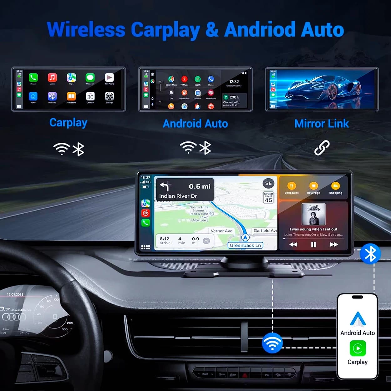 מסך CarPlay נייד לרכב, תמונה 2 מתוך 6